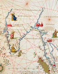 Indien und Malaysia, aus einem Atlas der Welt in 33 Karten, Venedig, 1. September 1553 (Detail)